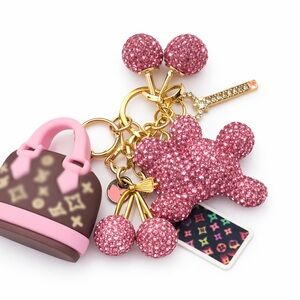 Pink Glitter Bear Keychain